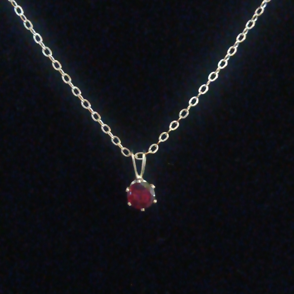 Garnet Solitaire Necklace - Picture 8 of 12